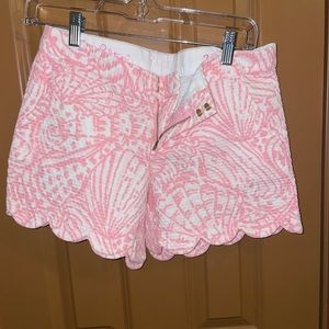 Pink & White Lilly Pulitzer Shorts Scalloped Hem